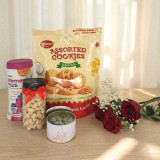 Assorted Snacks, Candle & Rose Gift for Her JNK-7048