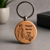 World Nurse day Round Wooden Keyring