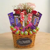 Sweet Love Chocolates & Roses Basket JNK-7072