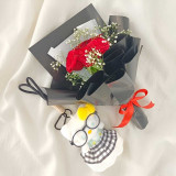 Cute Kitty Keychain & Red Roses Gift Bouquet SK-2638