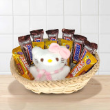 Hello Kitty Keychain & Chocolate Treat Basket JNK-7078