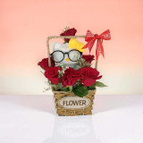 Romantic Kitty Charm & Fresh Rose Basket SK-2656