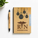 RN Personalized Wooden Notebook & Pen Gift Set JNK-7086