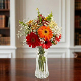 Colorful 12 Gerbera Vase Arrangement JNK-7105