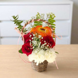 Flower Gift Basket with Green Fillers JNK-7126