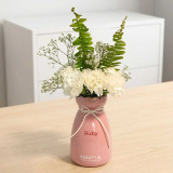 Classic White Carnations In Personalized Vase SK-2703