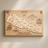 Token Of Love : Personalized A3 Wooden Nepal Map Wall Plaque with National Symbols & Monuments SK-2732