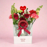 I Love You Heart Topper With Red Rose Mixed Bloom Set