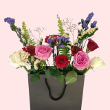 Elegant Mixed Rose & Dried Flower Gift In Paper Bag