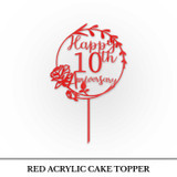 Custom Red Acrylic Happy Anniversary Cake Topper SK-2753