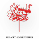 Custom Red Acrylic Happy Birthday 25th Cake Topper SK-2754