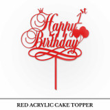 Custom Red Acrylic Happy Birthday 25th Cake Topper SK-2754
