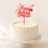 Custom Red Acrylic Happy Birthday 25th Cake Topper SK-2754