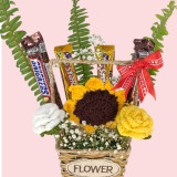 Crochet Flowers & Chocolates Gift Basket JNK-7188