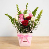 Fresh Mixed Roses in Custom Personalized Gift Basket SK-2766