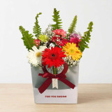 Personalised Mixed Gerbera & Carnation Floral Gift Bag SK-2773