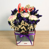 Personalised Crochet Rose & Dried Statice Gift Bag