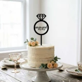 Black Acrylic Engaged Cake Topper SK-2782