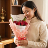 Personalized Red Roses Flower Bouquet