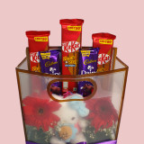 Birthday Gift Bag with Hello Kitty Keychain, Flowers & Chocolates