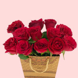 Classic 12 Red Roses In Personalized Paper Bag SK-2793