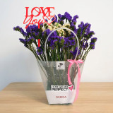 Elegant White & Purple Statice Dried Flower Gift In Bag