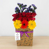 Gerbera & Red Roses Floral Gift Bag SK-2795