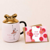Ballerina Design Mug Gift Set with Personalized Greeting Card DKG-789