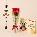 Custom Greeting Card with Roses & Wind Chime Gift Set SK-2807