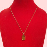 Stainless Steel Golden Color Necklace with Good Luck Engraving JL-127