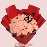 Pink Mini Fuzzy Flower With Butterfly Design Topper JNK-7244