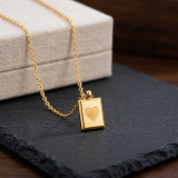 Stylish Stainless Steel Gold Tone Square Heart Necklace JL-126