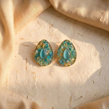 Elegant Teardrop-Shaped Turquoise Resin Stud Earrings
