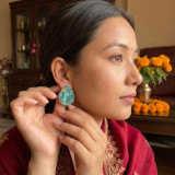 Elegant Teardrop-Shaped Turquoise Resin Stud Earrings