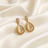 Gold Plated Double Teardrop Moonstone Earring