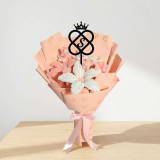 Initial Crown Cake Topper With White & Pink Wire Set DKG-802