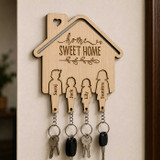 Personalized Home Sweet Home Wooden Key Holder with Family Names SK-2924