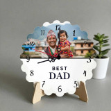 Personalized Best Dad Photo Clock with Wooden Stand SK-2942