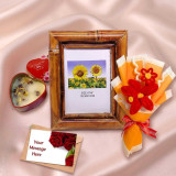 Customized Photo Frame with Handmade Red Lily Bouquet & Candle JNK-7270