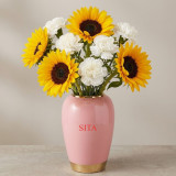 Sunflower & White Carnation Vase Gift Set