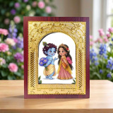 Personalized Gold-Plated Arched Wooden Photo Frame with Stand SK-2984