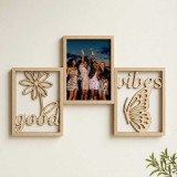 Personalized 3-Panel Good Vibes Wooden Wall Frame Set SK-2985