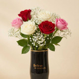 Believe in Yourself Personalized Vase With Colorful Roses DKG-878