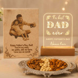 Personalized Father’s Gift Hamper with Acrylic Lamp & Dry Fruits SK-2995