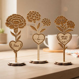 Personalised 3-Piece Wooden Flower Set with Couple’s Names SK-3000