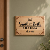 Couple Name & House Number Personalized Wooden Name Plate – A4 Size