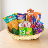 Snacks Gift Basket with Green Bangles & Accessories for Her