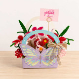 Fuzzy Flowers with Name Printed Card in a Paper Bag JNK-7321