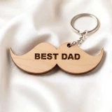 Personalised Best Dad Engraved Wooden Mustache Keychain SK-3049
