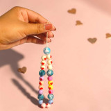 Aesthetic Marble & Heart Bead Phone Charm- Color May Vary MKH-22
